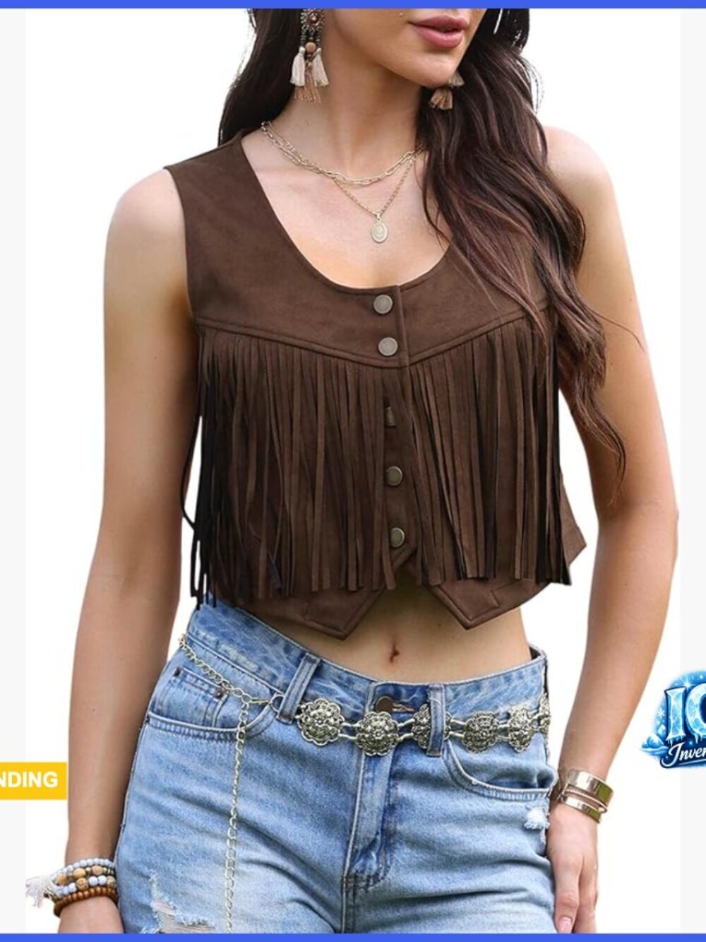 Faux Suede Fringe Vest Sleeveless Tassel Waistcoat Western Cowgirl